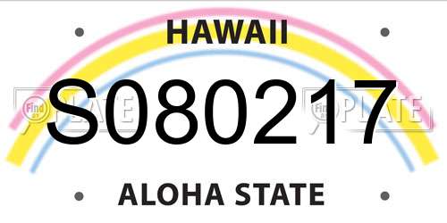 S080217 Hawaii License Plate