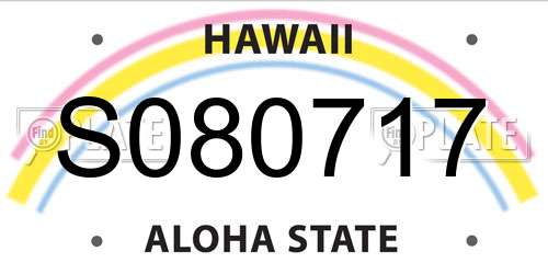 S080717 Hawaii License Plate