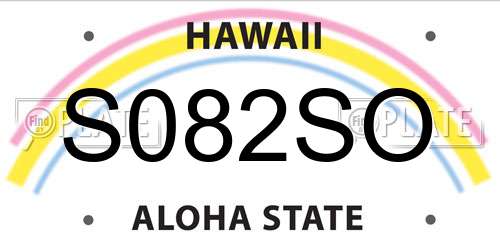 S082SO Hawaii License Plate