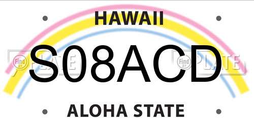 S08ACD Hawaii License Plate