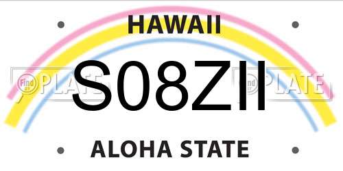 S08ZII Hawaii License Plate