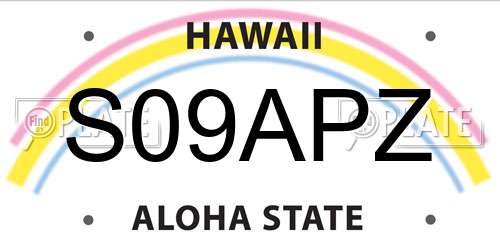 S09APZ Hawaii License Plate