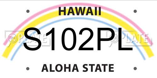 S102PL Hawaii License Plate