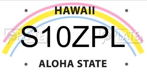 S10ZPL Hawaii License Plate