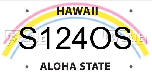 S124OS Hawaii License Plate