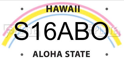 S16ABO Hawaii License Plate