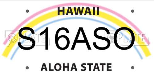 S16ASO Hawaii License Plate