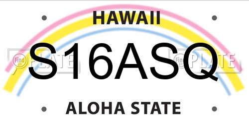 S16ASQ Hawaii License Plate