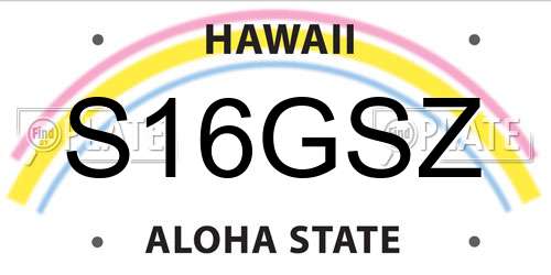 S16GSZ Hawaii License Plate