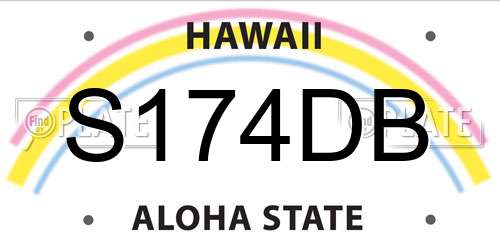 S174DB Hawaii License Plate
