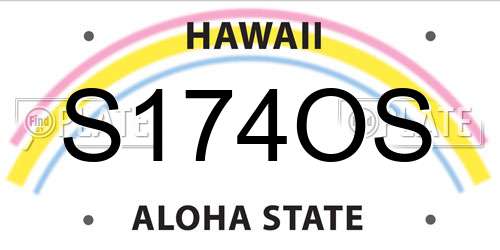 S174OS Hawaii License Plate