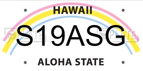 S19ASG Hawaii License Plate