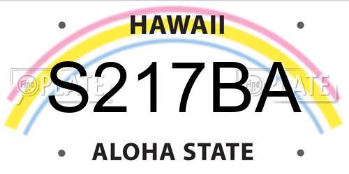 S217BA Hawaii License Plate