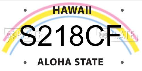 S218CF Hawaii License Plate