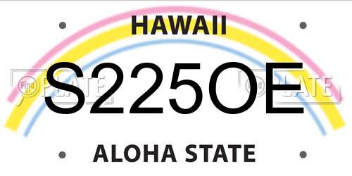 S225OE Hawaii License Plate