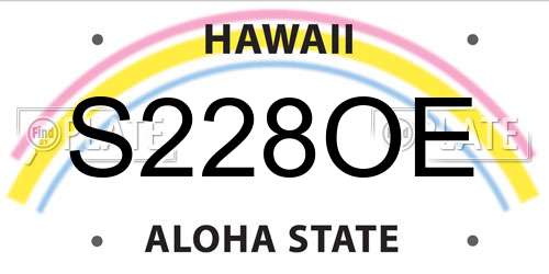 S228OE Hawaii License Plate