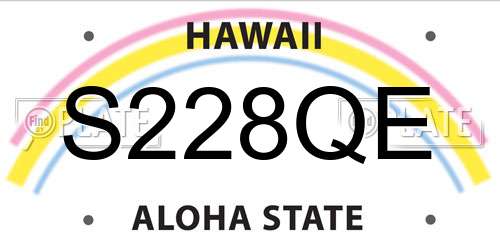 S228QE Hawaii License Plate