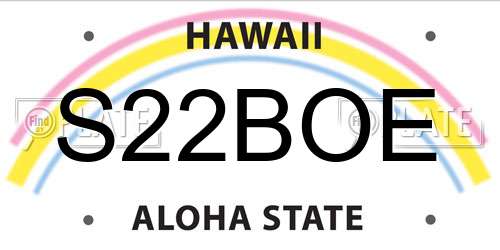 S22BOE Hawaii License Plate