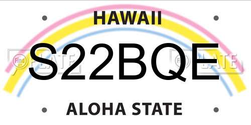 S22BQE Hawaii License Plate