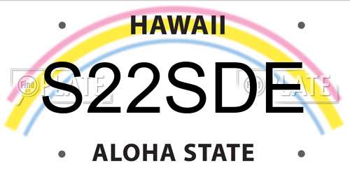 S22SDE Hawaii License Plate