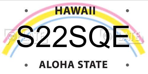 S22SQE Hawaii License Plate
