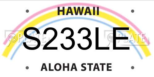 S233LE Hawaii License Plate
