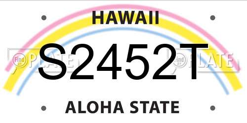 S2452T Hawaii License Plate