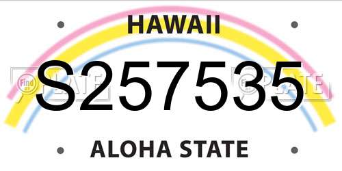 S257535 Hawaii License Plate