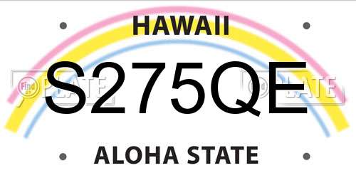 S275QE Hawaii License Plate