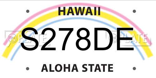 S278DE Hawaii License Plate