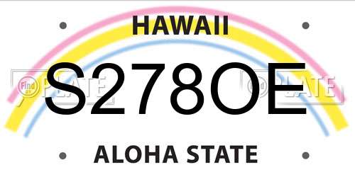 S278OE Hawaii License Plate