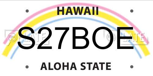 S27BOE Hawaii License Plate