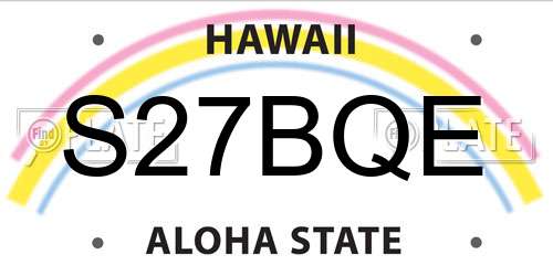 S27BQE Hawaii License Plate
