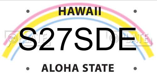 S27SDE Hawaii License Plate