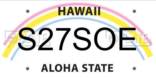 S27SOE Hawaii License Plate