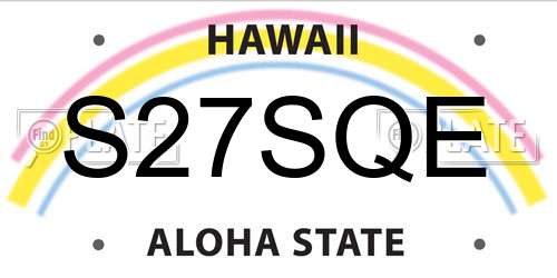 S27SQE Hawaii License Plate