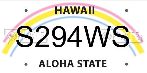 S294WS Hawaii License Plate