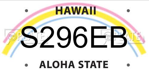 S296EB Hawaii License Plate