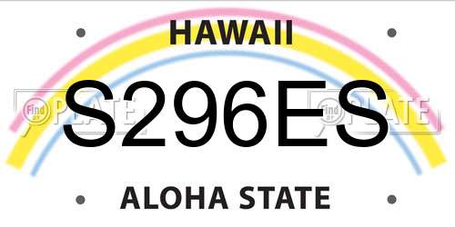 S296ES Hawaii License Plate