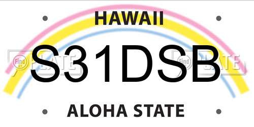 S31DSB Hawaii License Plate