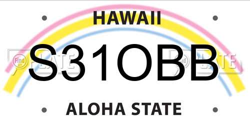 S31OBB Hawaii License Plate