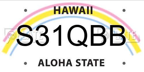 S31QBB Hawaii License Plate
