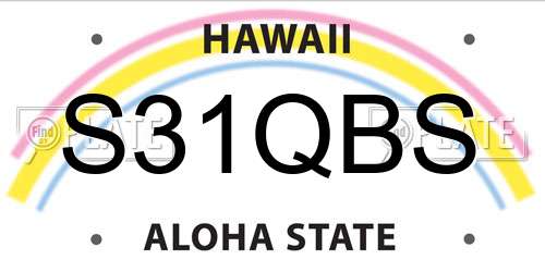 S31QBS Hawaii License Plate