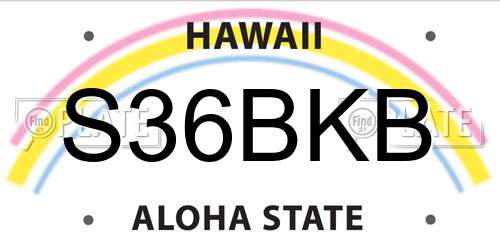 S36BKB Hawaii License Plate