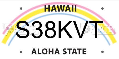S38KVT Hawaii License Plate