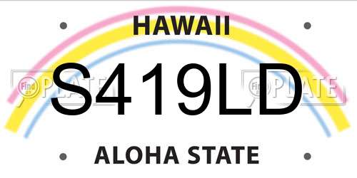 S419LD Hawaii License Plate