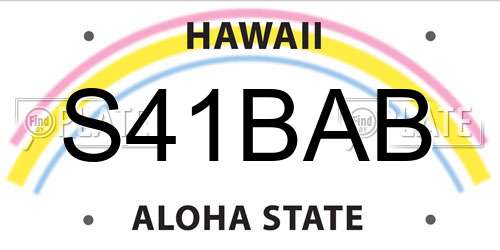 S41BAB Hawaii License Plate
