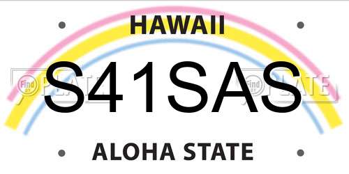 S41SAS Hawaii License Plate