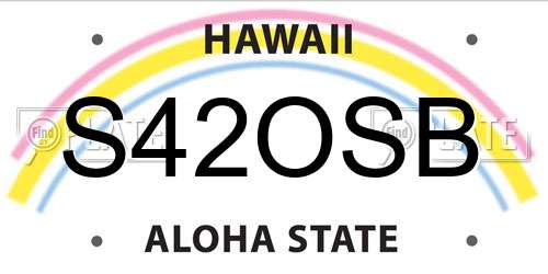 S42OSB Hawaii License Plate