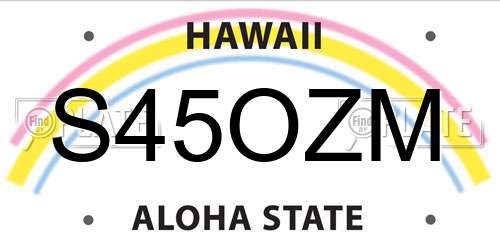 S45OZM Hawaii License Plate